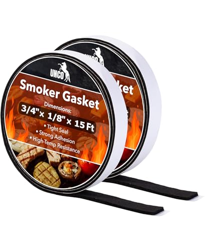 UNCO- Smoker Gasket 15 FT 3/4 x 1/8 2 Pack Black Smoker Gasket Seal High Temp