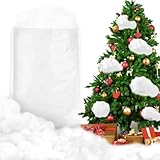 Kunstschnee Deko,Künstliche Weihnachtsdekoration,Kunstschnee Zum Basteln,Weiße Faser Deko Schnee,Flauschiger Baumwollschnee für Weihnachtsdorf,Deko Watte Schnee,Flauschig Schneewatte Deko