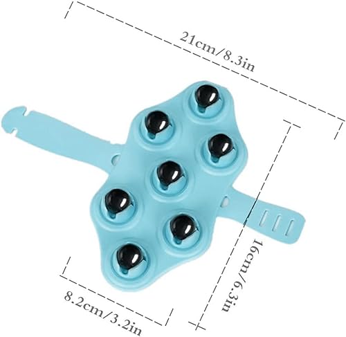 Image of RIVAAN's Palm Shaped Massage Glove, a portable manual massager with 7x 360-Degree magnetic roller balls for a deep tissue massage, for relieving muscle pain of the entire body (Blue - 1 Pcs)