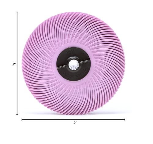 Image of Scotch-Brite Radial Bristle Disc Thin Bristle, Ceramic, 20000 RPM, 3 inch Diameter, Pumice Grit, Pink (Pack of 40)