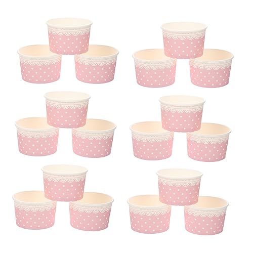 FOMIYES 50pcs Disposable Ice Cream Paper Cups Floral Design Dessert Bowls for Pudding Jelly Mousse Stylish Party Accessories Convenient Saving Cleanup