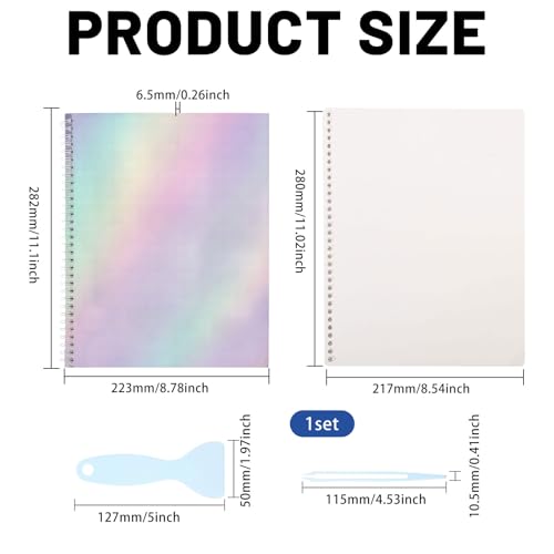 Álbum coleccionable de pegamentos reutilizable grande GLOBLELAND, cubierta holográfica dinámica de 8,8 × 11 pulgadas, con 50 hojas de papel liberador en blanco para adultos y herramientas incluidas miniatura 2