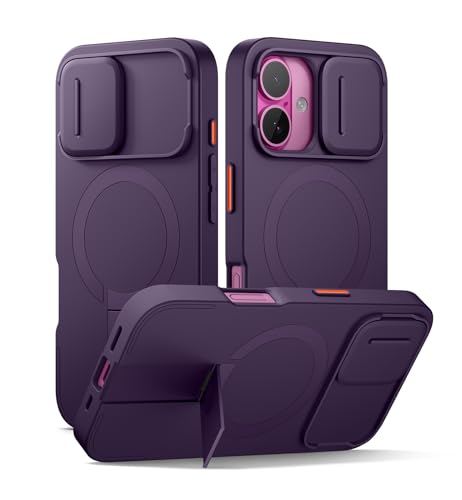 SURITCH ���C�P�[�XiPhone 16�ƌ݊��� �ƃJ�����ی�J�o�[�ƒ����\�ȃX�^���h ���h�~�ϏՌ��ی�J�o�[iPhone 16�p (�p�[�v��)