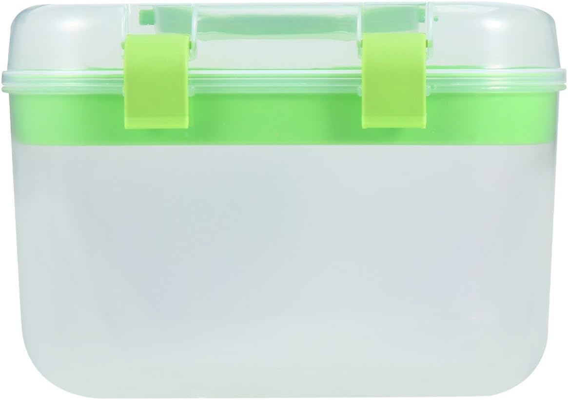 Portable Double Layer Cosmetic Case with Handle, Small Plastic Storage Box