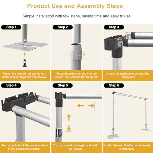 Jiang&Rong 10x10Ft Double Crossbar Backdrop Stand - Pipe and Drape Heavy Duty Adjustable Metal Frame with Drape Kit, Photographic Studio Backdrop Stand for Wedding, Birthday Party, Banquet Decorations by Jiang&Rong - Image 5