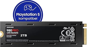 Samsung 980 PRO 2 TB Heatsink PCIe 4.0 (bis zu 7.000 MB/s) NVMe M.2 (2280) Internes Solid State Drive (SSD) (MZ-V8P2T0CW)