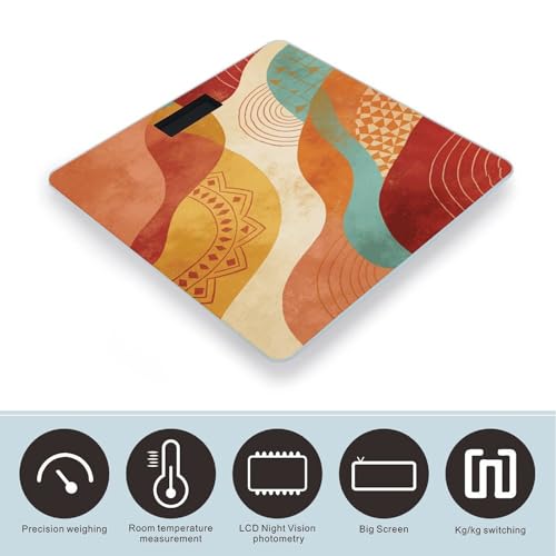 Báscula digital Boho Abstract para baño 400 lb capacidad miniatura 3