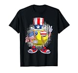Patriotic Softball 4th Of July USA Men Women Boys Girls Kids T-Shirt