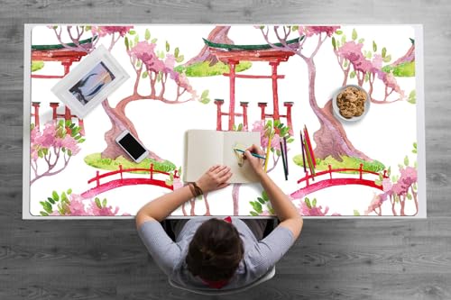 Tapis de bureau 120x60 cm en vinyle haut de gamme aux motifs japonais