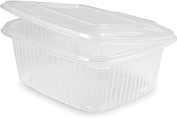 50 Tapers para Comida Hermetico de Plástico PP Reutilizables con Tapa Bisagra. Apto para Microondas, Congelador y Lavavajillas. Tuppers para Alimentos Calientes o Fríos (500ml)