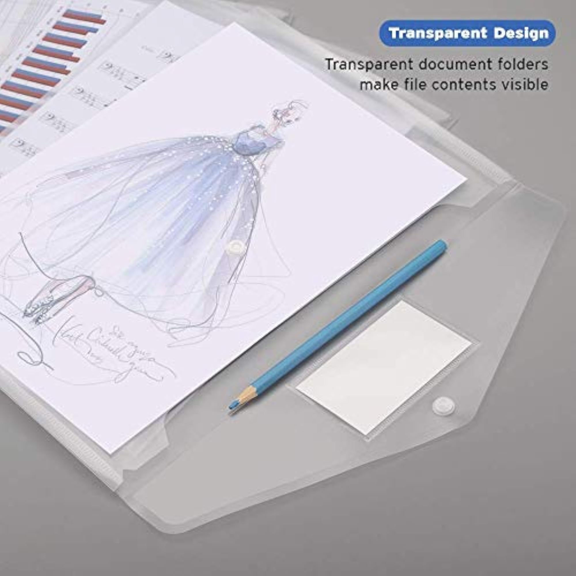 A4 Document File Bag Transparent Envelope Holder, Pack of 10