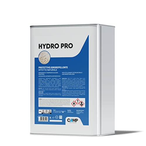 CAMP Hydro Pro- Protettivo Idrorepellente Universale a Base Solvente, Impermeabilizzante Terrazzi, Pavimenti e Facciate ad Azione Antimuffa - Protegge i Materiali da Acqua e Umidità, Made in Italy, 5l