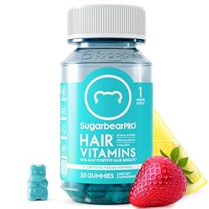SugarBearPro Hair Vitamin Gummy 35 Day Supply, Extra Strength Biotin 6000mcg for Hair Growth, Vegan Vitamin B12, MSM, Inositol, Omega 3, Elderberry, Certified Kosher, Halal, Cruelty-Free