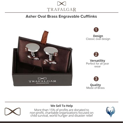 Mancuernillas Ovaladas de Latón Grabables para Hombre miniatura 2