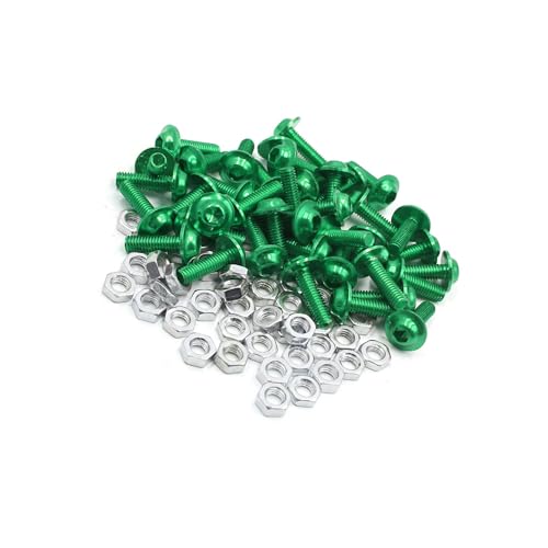 Motoforti 40pcs M6 Green Aluminum Alloy Hex Socket Head Motorcycle Bolts Screws Nuts Long-lasting