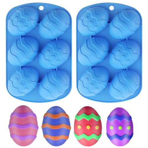 Moule à Oeufs de Pâques, 2pcs Forme d'oeuf Moules en Silicone Moule Chocolats Pâques Moules à Gâteaux Moule de Cuisson pour Pâtisserie Gâteau Muffin...