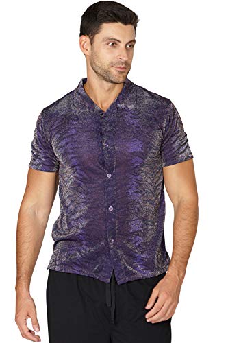 INTIMO Mens' Animal Print Sparkle Button Up Sleep Shirt2