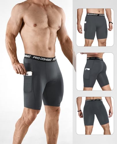 Niksa 2/4 Pack Compression Shorts Men with Pocket, Spandex Running Shorts Sport Athletic Workout Performance Underwear - Thumbnail 2