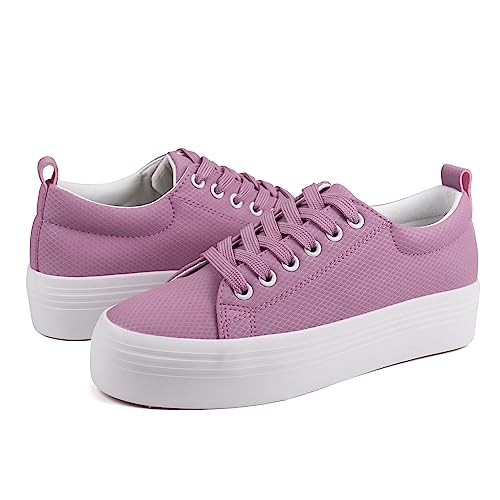 Image of JABASIC Women Lace Up Platform Sneakers Comfortable Casual Fashion Sneaker Walking Shoes