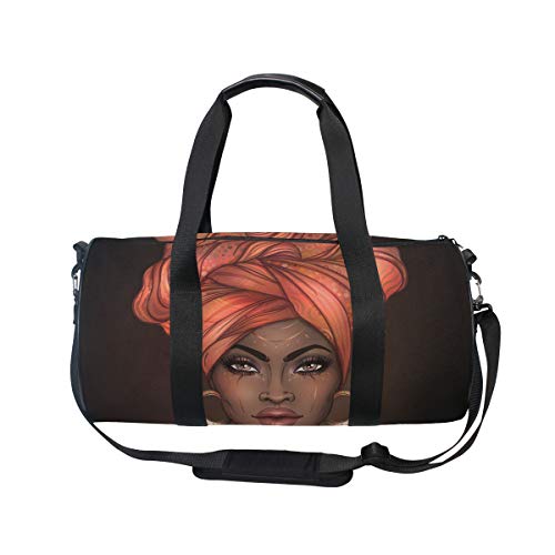 African Pretty Girl Sports Luggage Travel Duffle Bag Gym Luggage with Tote for Men and Women…2