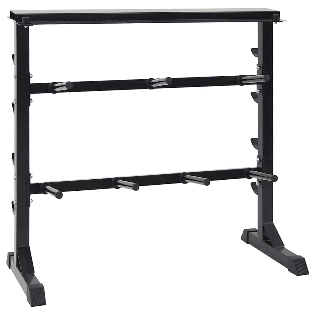 Hantel Rack Schwarz 99 x 45 x 95,5 cm aus pulverbeschichtetem Stahl, ideal für Homegym, Fitnessgerät, Kraftstation, platzsparendes Trainingsgerät, belastbar bis 300 kg