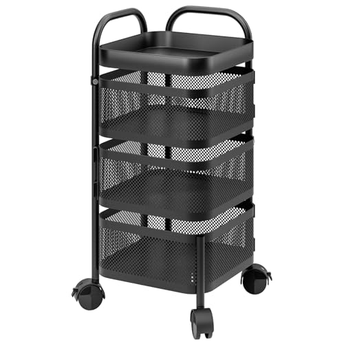 Chariot de cuisine carré avec paniers rotatifs pour fruits et légumes