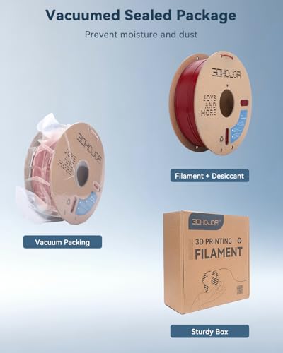 Image of 3DHoJor PLA Filament 1.75mm,3D Printer Filament,1kg Cardboard Spool (2.2lbs),Dimensional Accuracy + /- 0.03 mm,Odor Free Clog Free No Brittle, Fit Most 3D FDM Printer,Fire Engine Red