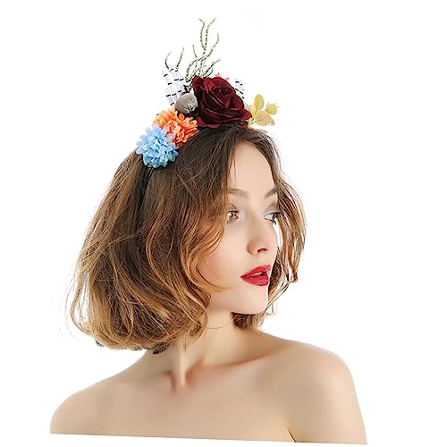 Amosfun 3Pcs Tiara De Halloween Flor Acessórios Para O Cabelo Caveira Esqueleto Dia Do Fim Headpiece