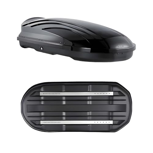 Hard Shell Rooftop Cargo Box - Dual-Sided Opening,ABS Roof Cargo Carrier with Anti-Theft Lock, Low-Profile Aerodynamic Design,Compatible with Most Roof Racks for Car/Wagon/SUV (Black, 70'X33')