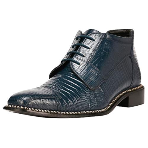LIBERTYZENO Mens Lizard Print Genuine Leather Adults Ankle Boots Lace Up Dress Shoes for Prom Graduation