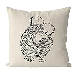 GAGEC Halloween Pillow Covers 18x18 Inch Skeleton Couple Holiday Pillows Linen Sofa Bedroom Throw Cu