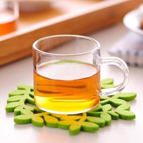 Image of IndusBay Pack of 4, Borosilicate Glass Tea Cups 130 ml Clear Glass Small Tea Coffee Mugs with Handle, Microwave Safe
