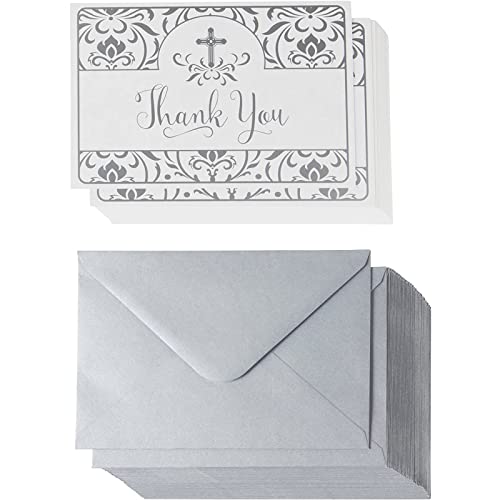 Thank You Postcard Set with Envelopes, Religious Greeting Cards, Floral Design (48 Pack)