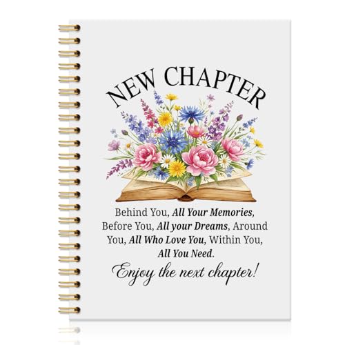 JQYCJTR New Chapter Floral Notebook, Wildflowers Going Away Retirement Notebook, New Job Graduation Gifts for Daughter Niece Coworker Boss Team Work Bestie, Divorced Gifts for Work Bestie Coworker