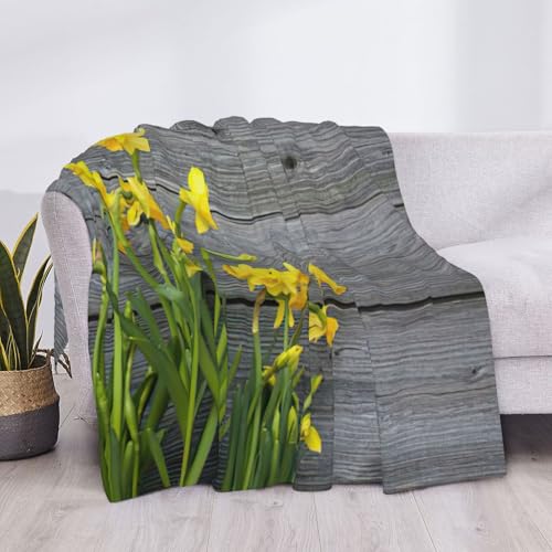 Couverture flanelle jonquilles anti-peluche plaid doux canapé lit