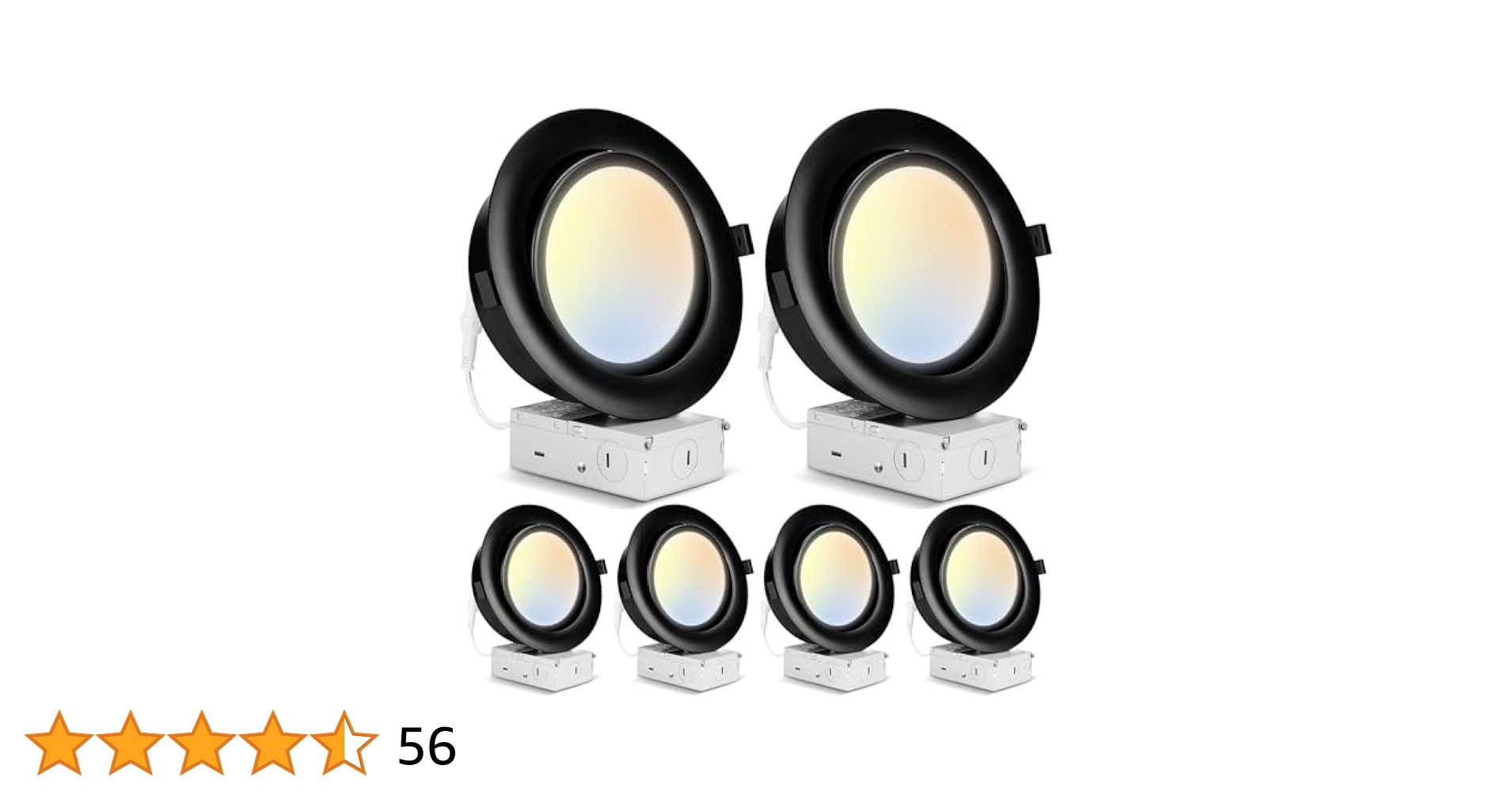 RRR　　同梱分 黒いダウンライト 6個セット Black LED Recessed Lighting 6 Inch with Junction Box, Gimbal