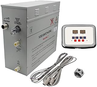 Superior 9kW Self-Draining Steam Bath Generator with Waterproof Programmable Controls and Chrome Steam