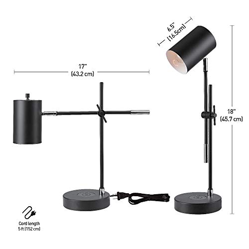Globe Electric 52275 Tech Series™ 18" Wireless Charging Balance Arm Desk Lamp, Matte Black, Chrome Metallic Accents, Wireless Charging On Base #TOP3