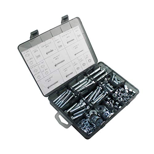Hfs(R) Heavy Duty Hex Nut & Bolt Assortment Kit, 176 Pieces, Includes 9 Most Common Sizes #TOP4