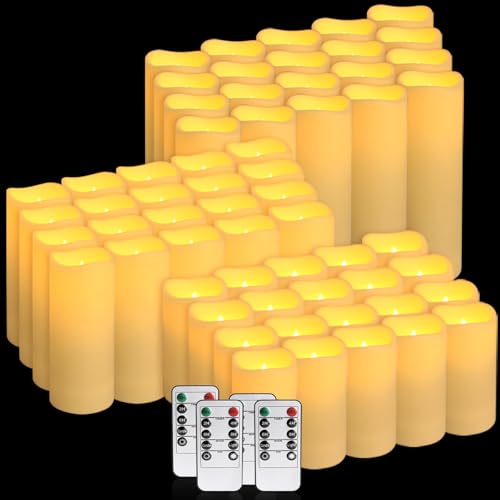 Image of 48-Pack LED Flameless Candles with Remote Control - Perfect for Home, Parties, and Special Occasions - Create a Magical Ambiance Effortlessly(Three Sizes)