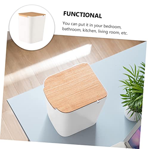 Caneca de Basura Rectangular Blanca con Tapa y Mecanismo de Presión miniatura 7