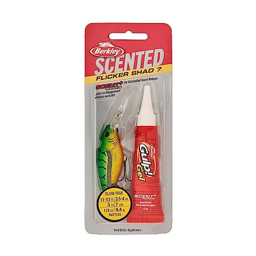 Berkley Scented Flicker Shad Fishing Lure, Slick Firetiger, 5/16 oz, 2.75in | 7 cm, Size, Profile and Dive Depth Imitates Real Shad, Equipped with Fusion19 Hook
