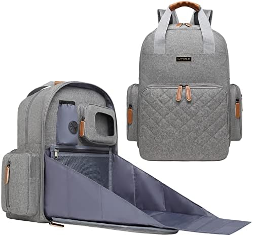 WITSTEP Diaper Bag Backpack with Changing Station, Baby Diaper Bag Organizer for Moms Dads-Diaper Tote Bags for Hospital Stroller Travel Bag for Airplane,Baby Eessentials/Large Capacity Grey