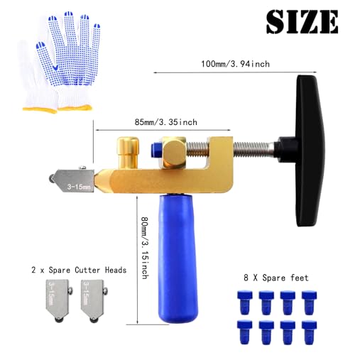 Tile Cutter Hand Tool, 2 in 1 Glass Tile Cutter Breaking Pliers, Manual Tile Cutter with 3 Tungsten Steel Blade, Mirror Cutting Tool for Home DIY Cutting Glass Tile Glazed Ceramic - Thumbnail 7
