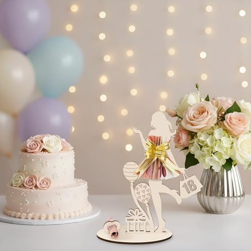 Geldgeschenk 18. Geburtstag Mädchen - Holz Schild Gästebuch, Geschenk zum 18. Geburtstag für Mädchen, Deko und Geldgeschenk in Einem, Personalisierbares Idee zur Jugendweihe & Abschluss