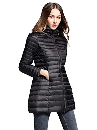 HuntDream Chaqueta de plumón Liviana para Mujer Abrigo Largo con Capucha Cover
