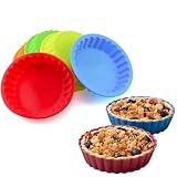 8 Pieces Silicone Pie Molds Mini Quiche Molds with Loose Bases Cake Mold Non-Stick Round Fluted Flan
