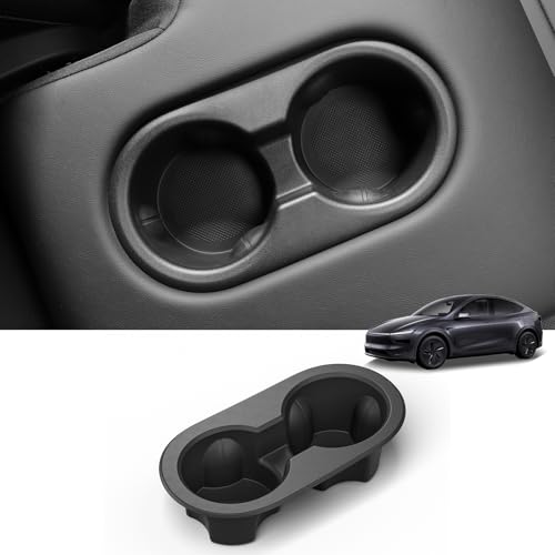 LUCKEASY Porte-gobelet arrière pour Tesla Model Y Juniper 2025 5 places - Couvercle de limite de boisson pour Model Y - Accessoires TPE noir