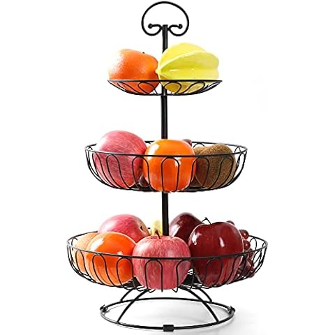YORBAY Fruit Etagere 3 pisos Cesta de frutas con fruta de metal Cover
