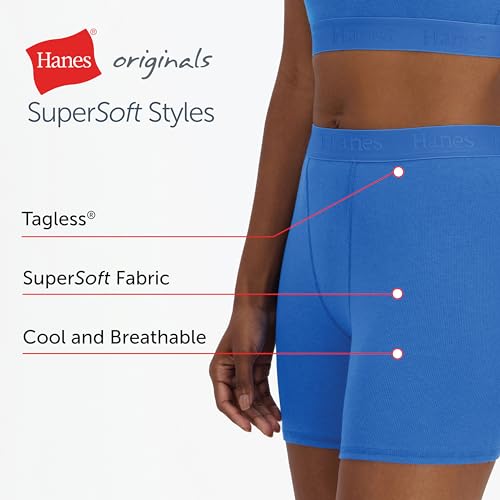 Hanes Women's Originals Supersoft Crop Top & Boxer Shorts Set, Comfywear Loungewear Set - image 4